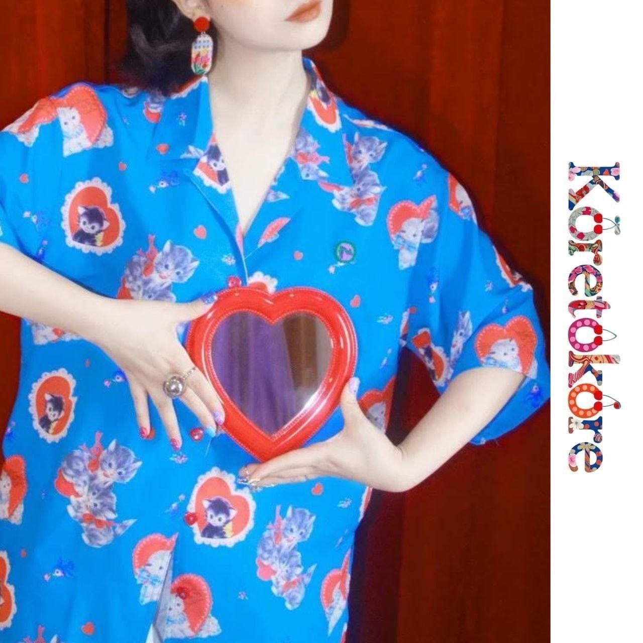 Blue Heart Kittens Shirt A0264