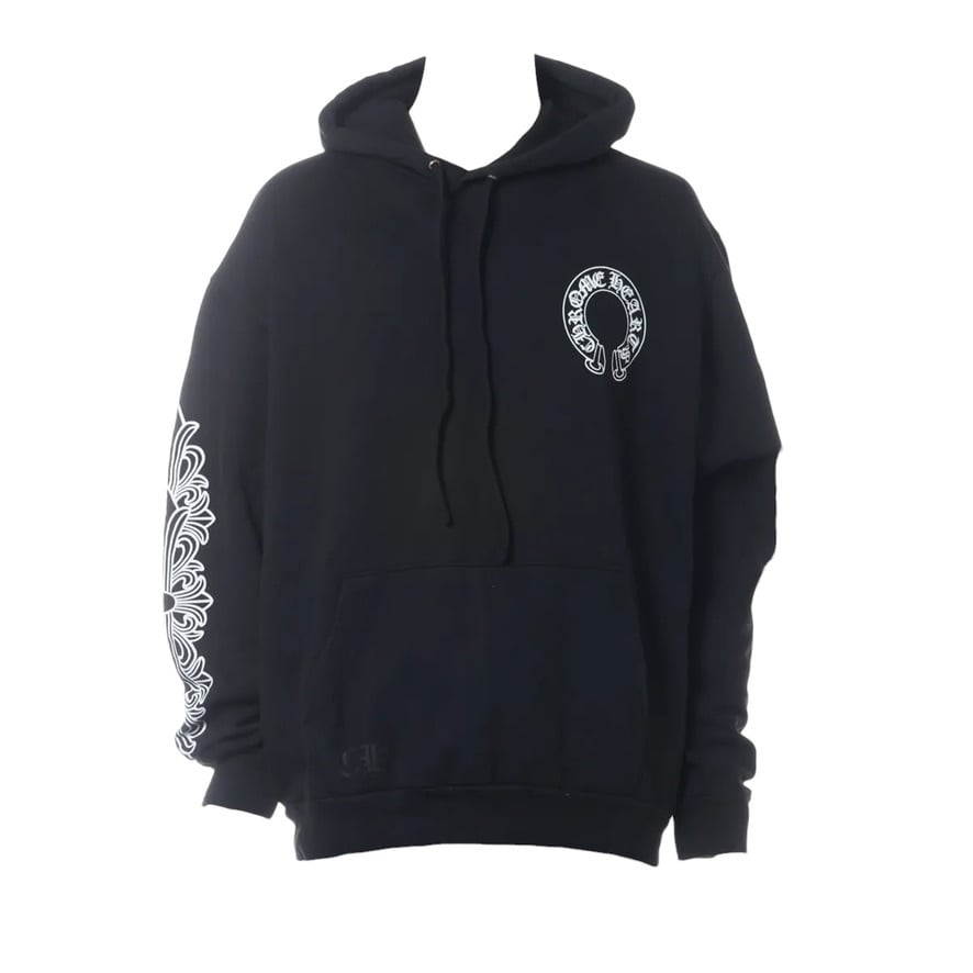 Rare◇Chrome Hearts Horseshoe Sweatshirt Pullover Foodie Floral Sleeve Back Horseshoe Print Hoodie