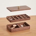 木のジュエリーボックス ２段 ジュエリーボックス アクセサリーボックス アクセサリー収納 ブレスレット リング ピアス ネックレス イヤリング 木製 卓上 オフィス 北欧 木製家具