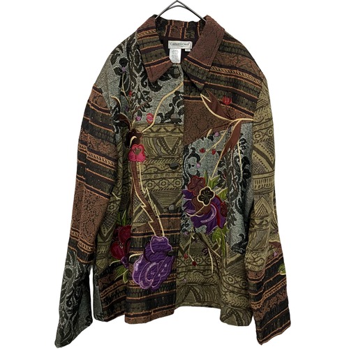 『VINTAGE  Flower  patchwork  gobelins  embroidery  jacket 』USED 古着  ヴィンテージ  フラワー  パッチワーク  ゴブラン  刺繍  ジャケット
