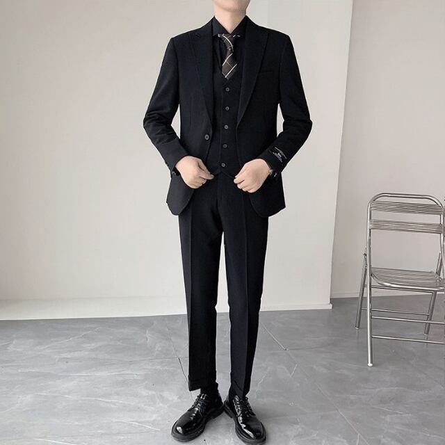 予約販売】メンズ セットアップ スーツ 無地 シック スリム 男前