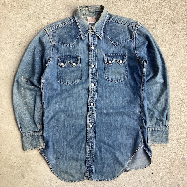 VTG Levis 40s 50s ショートホーン タグ デニム ウェスタン シャツ 