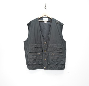 USA VINTAGE HIMALAYA BLACK COLOR DESIGN FISHING VEST/アメリカ古着ブラックカラーデザインフィッシングベスト