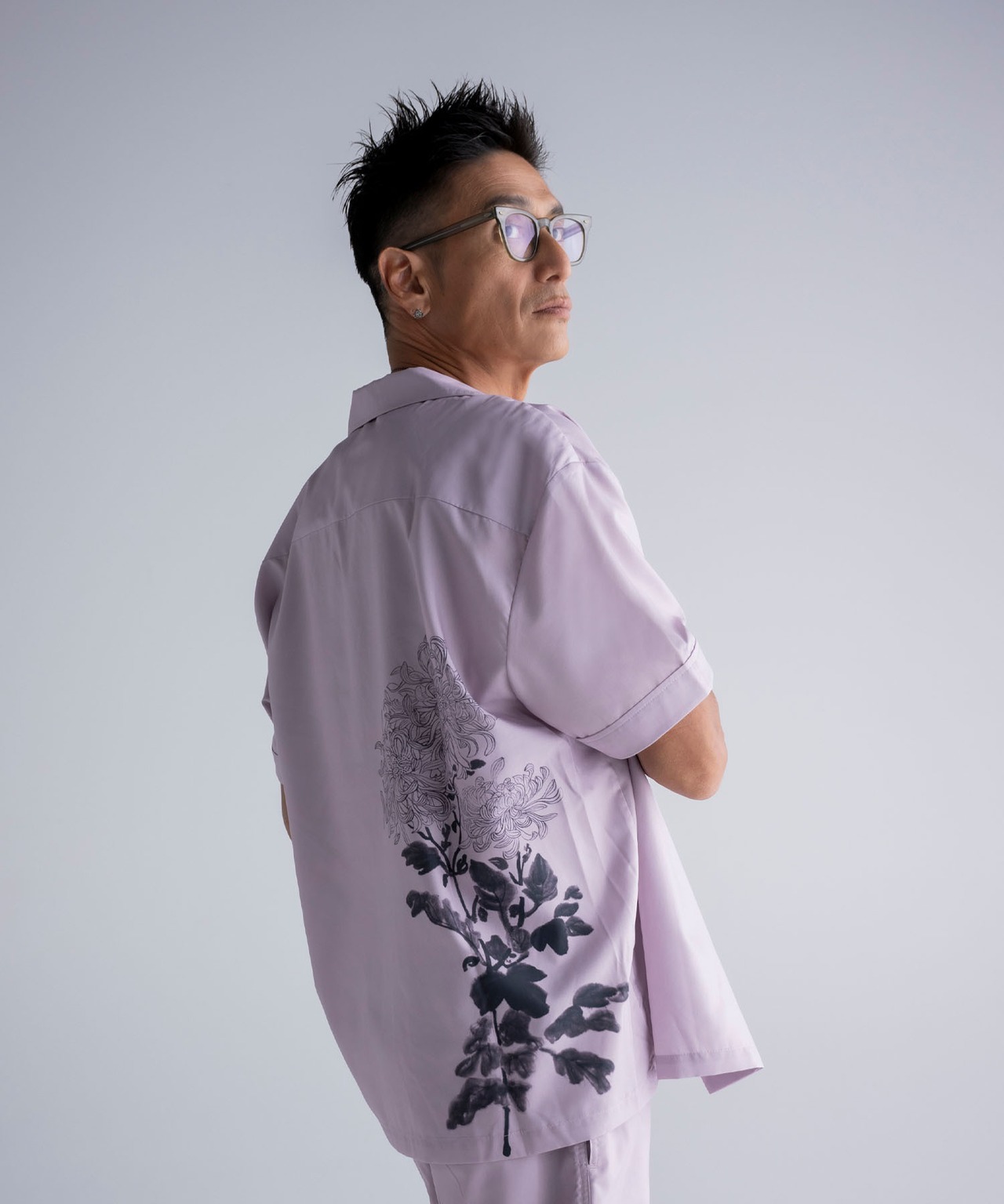 Flower back print shirt［HSS002］