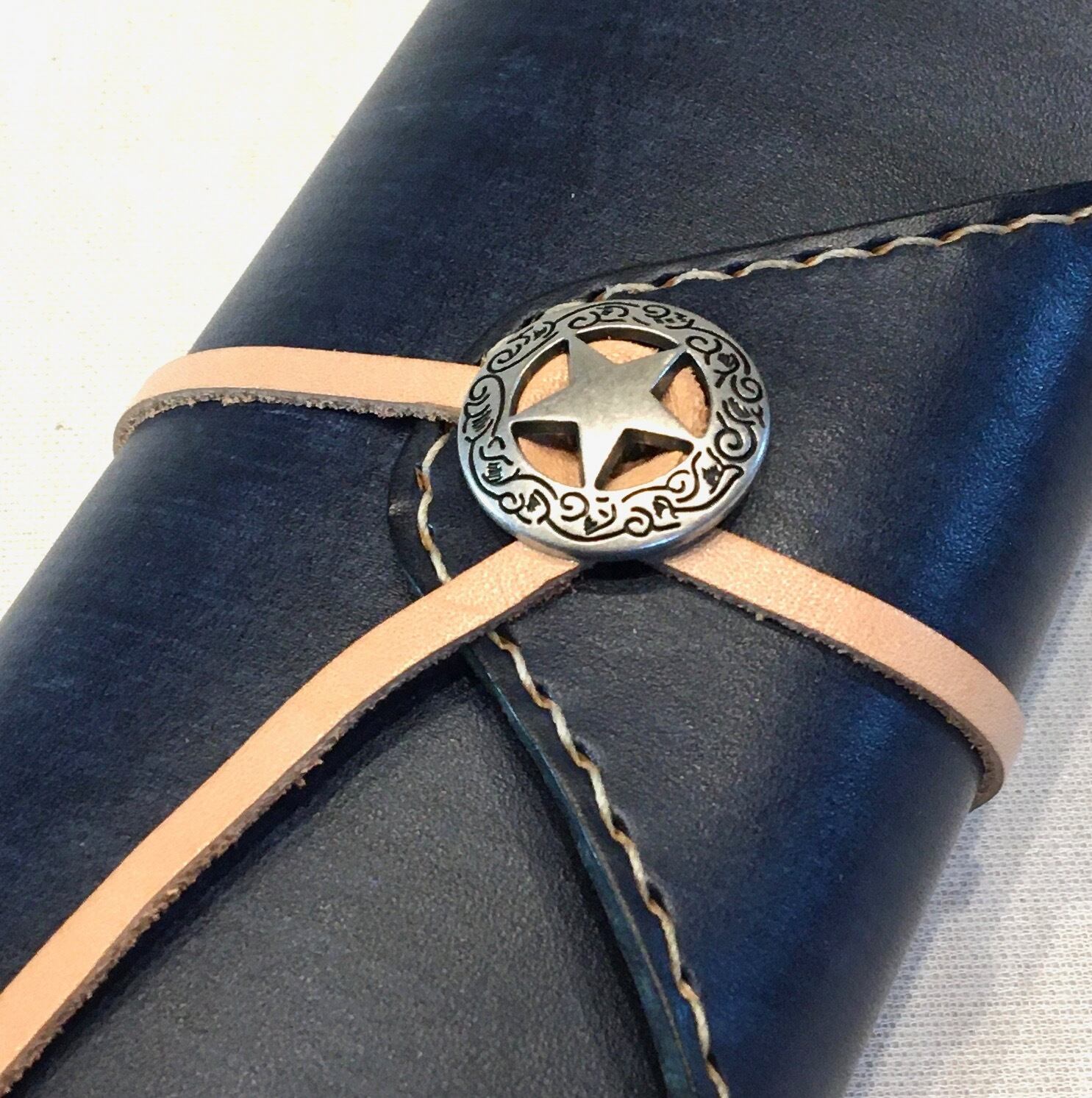 本革製スティック・ケース（スターコンチョ／藍染）sc011 | wizardleather