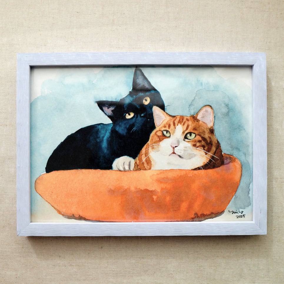 猫の絵 272 水彩画 原画 キジトラ猫 | Forest cat