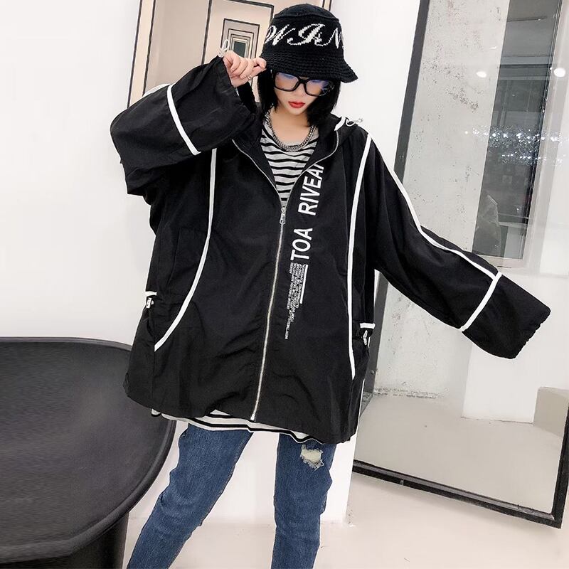 秋のフード付きセーターコート女性ルーズスタイルBFレイジースタイルプラスサイズの女性の脂肪姉妹mmカーディガンウインドブレーカートレンド ミックスインファッション30647030619