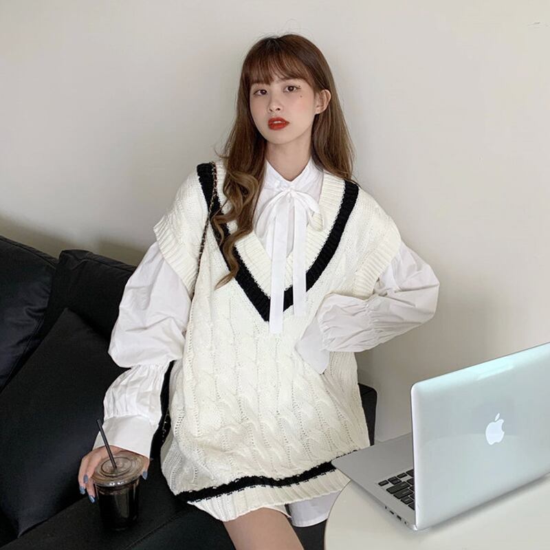 Vネックニットスプリングオータムセーター レッド 春物 秋物 スーパーモール38953536617