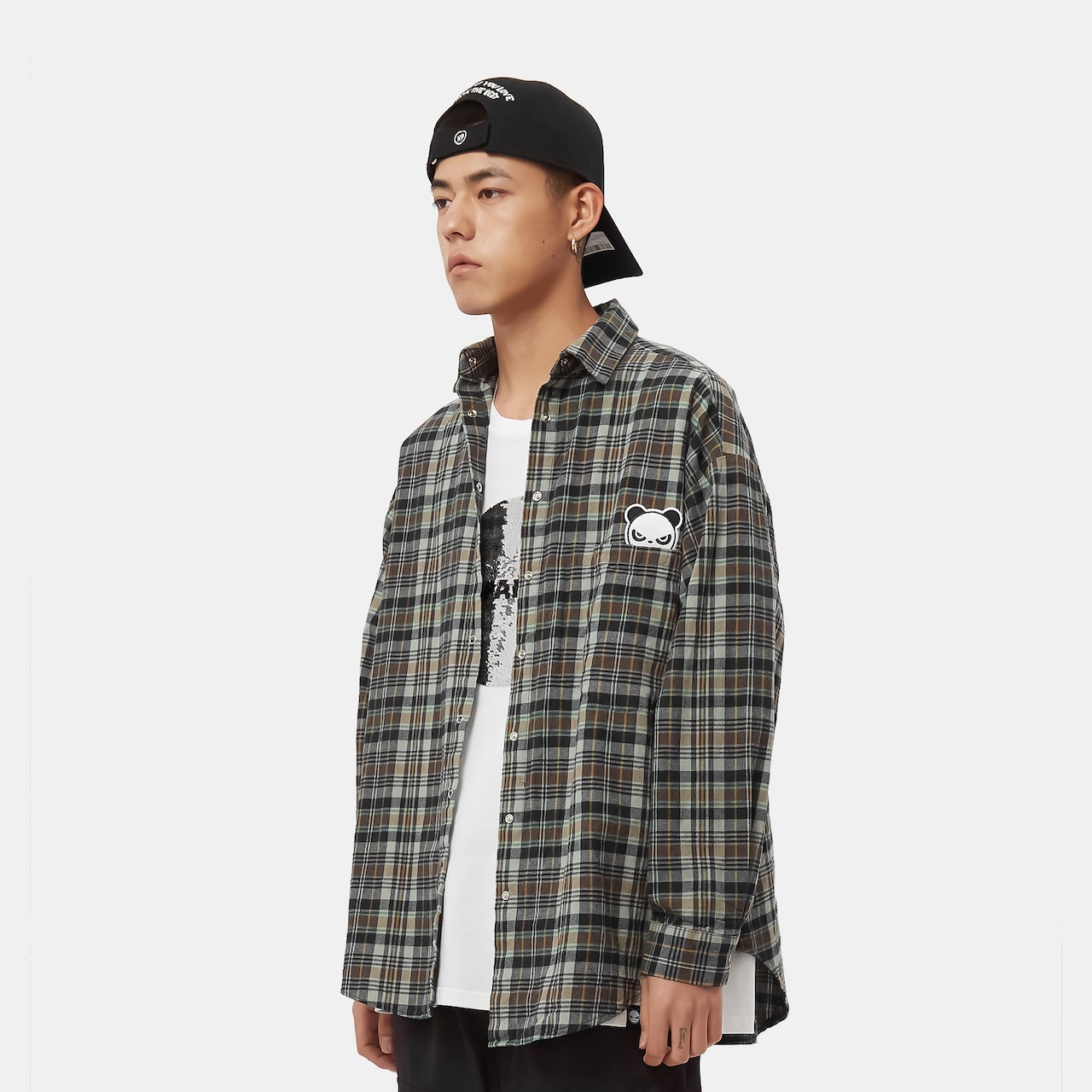 【HIPANDA ハイパンダ】男女兼用 シャツ UNISEX HIPANDA IN POCKET SHIRT / GREEN