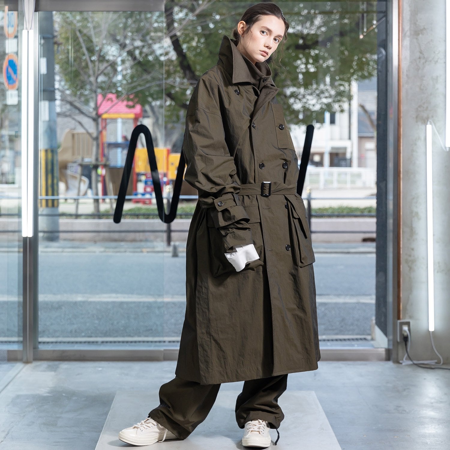 VOAAOV】DOPE NYLON TWILL COAT-