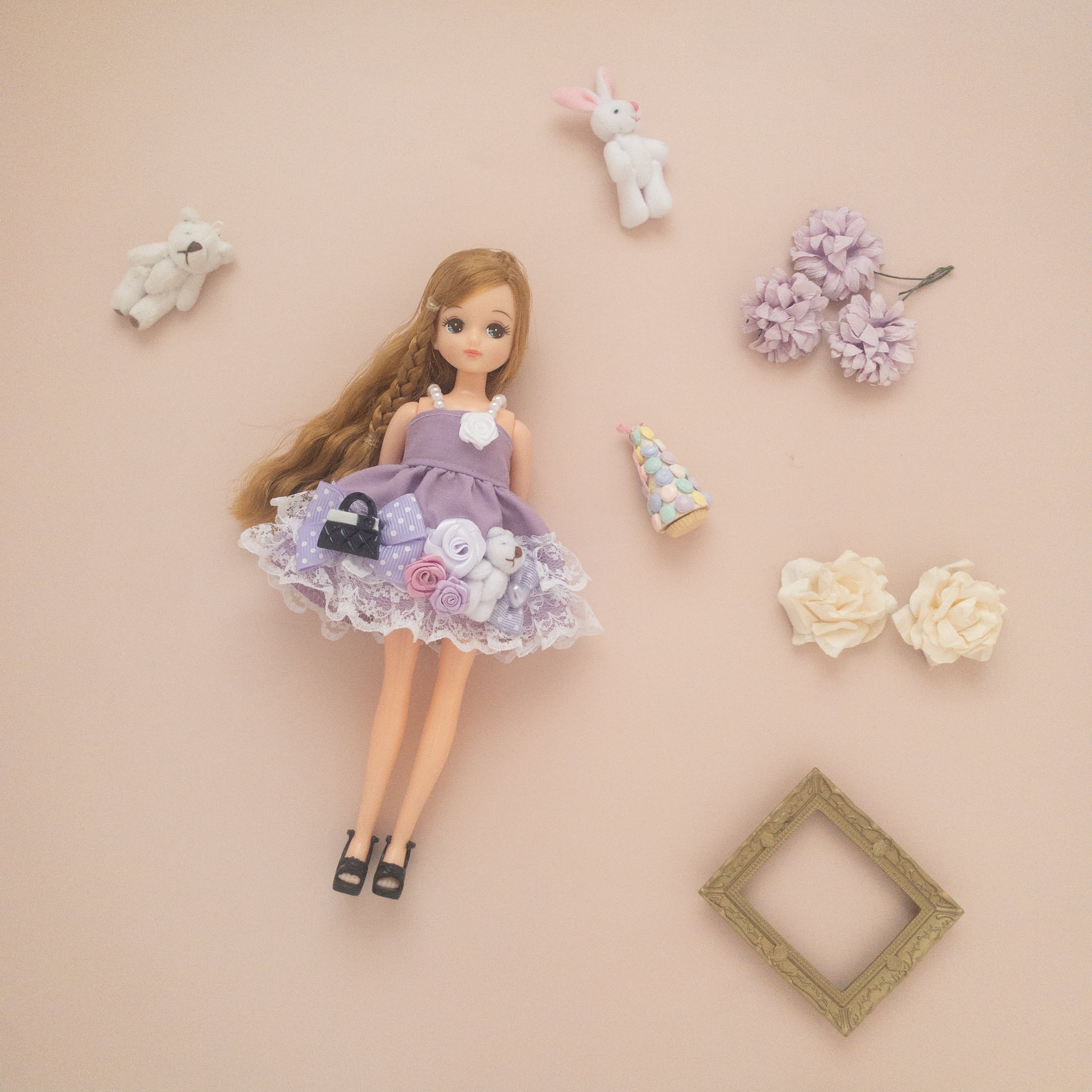 リカちゃんミニドレス（紫5） | dollkamiyu
