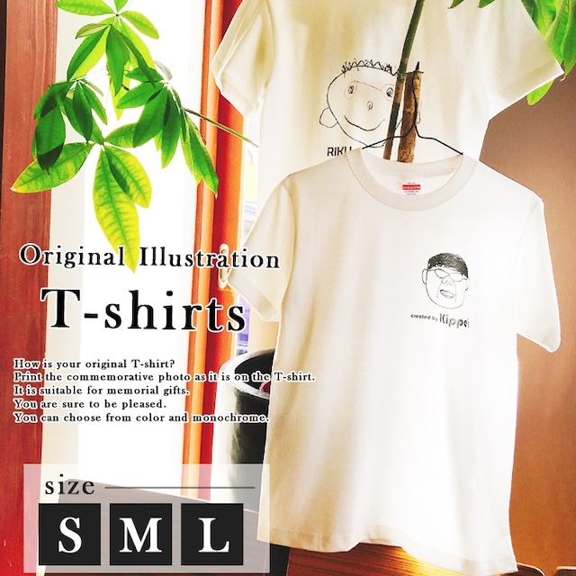 【送料無料】描いたイラストをそのままプリント 5.6オンス半袖Tシャツ（S/M/L)（洋） 名入れ プレゼント 日本製 | 名前入り オリジナルtシャツ 誕生日プレゼント オリジナル 還暦 還暦祝い 長寿祝い 結婚祝い おしゃれ 母親 父親 卒業記念品 記念 RC013