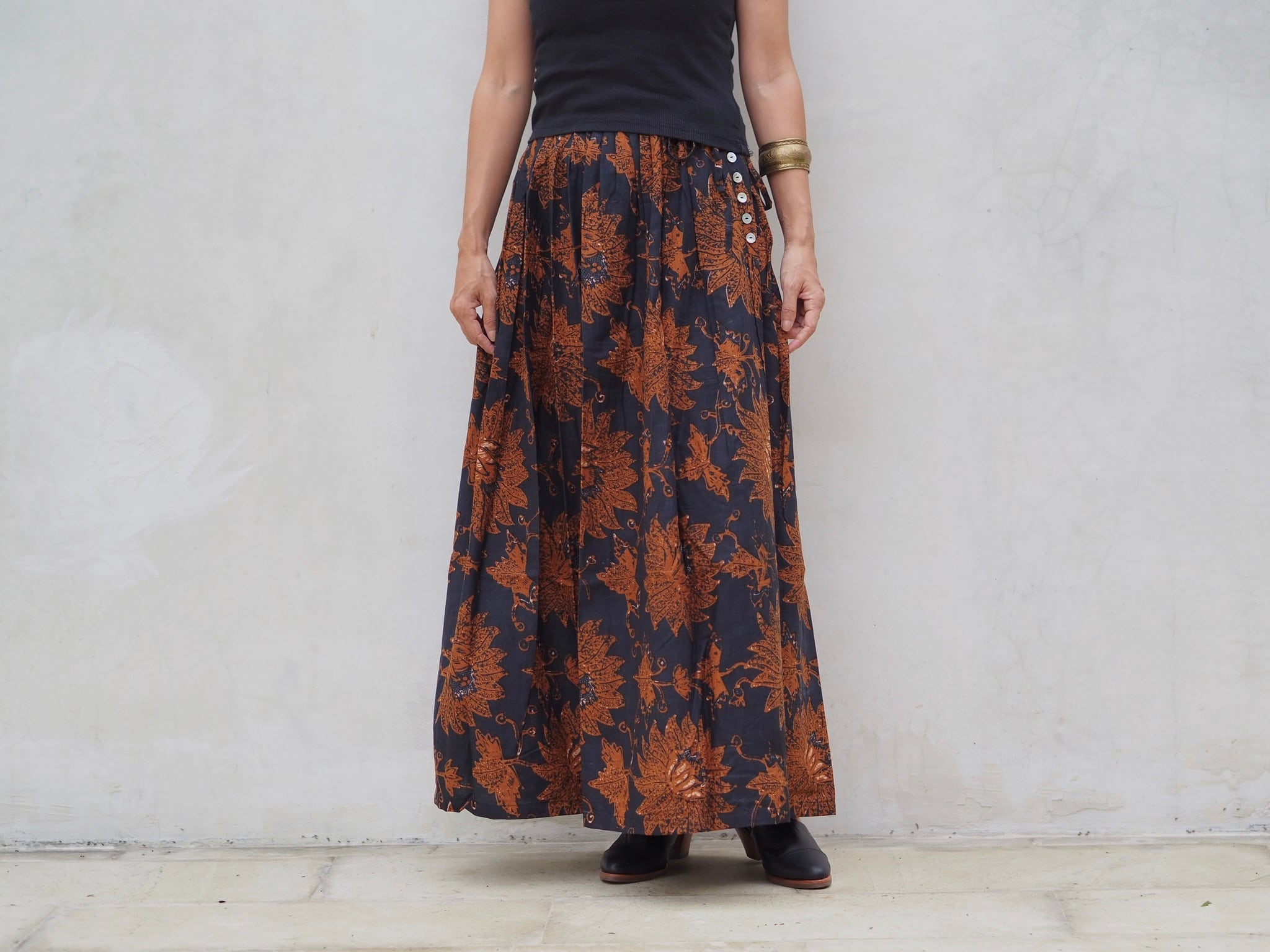 ひまわりの柄のロングスカート／ゆったりサイズも再入荷 | isica