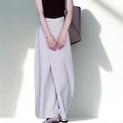 フロントボタン ワイドレッグ フルレングス パンツ 　　 00011