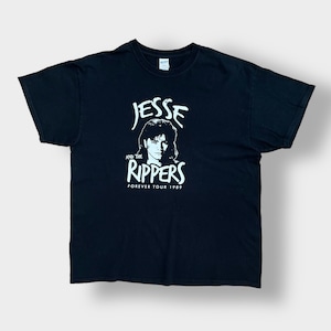 【GILDAN】バンドTシャツ JESSE AND THE RIPPERS 1989 ツアーTシャツ レプリカ ロゴ フォトプリント バンt ロックt 黒t XL ジェシー・アンド・ザ・リッパーズ ビッグサイズ 半袖 夏物 us古着