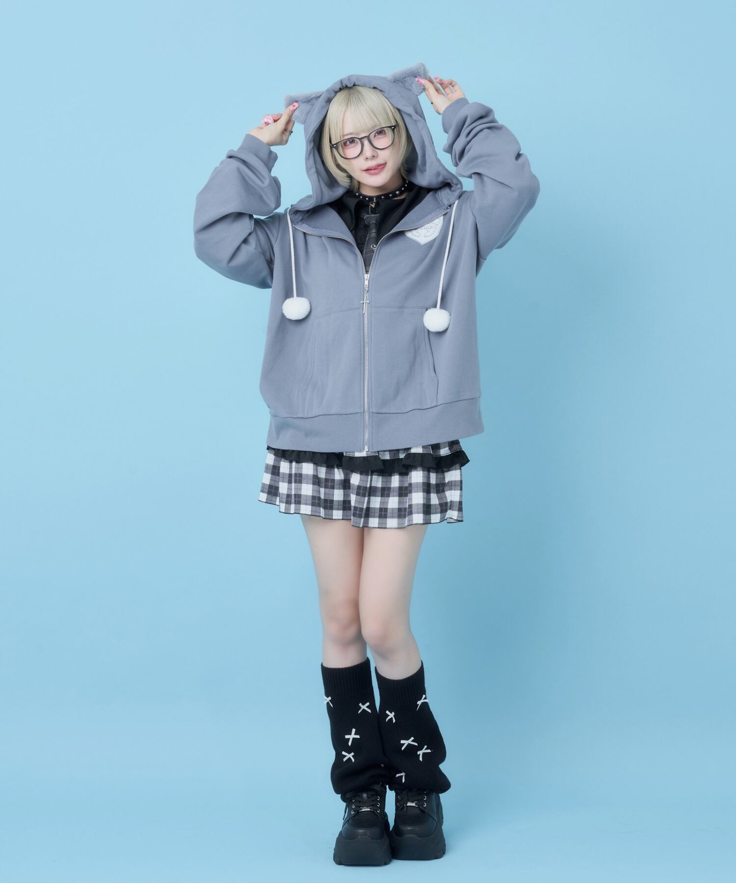 ねこになりたい♡ぽんぽんZIPパーカー(サックス) | Hauls