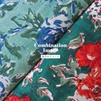 ブロックプリント生地【50cm単位】インド綿 花柄 緑×赤 #17529-GR1