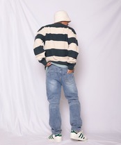 【#Re:room】ONE POINT BORDER BIG CREW KNIT［REK123］