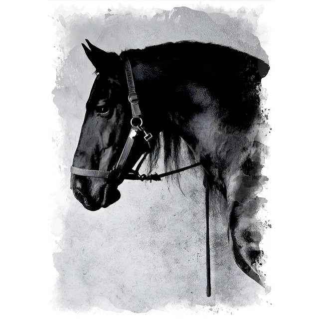 絵画 動物 馬 インテリアアート額付き 水彩画・油絵風 WAT1098