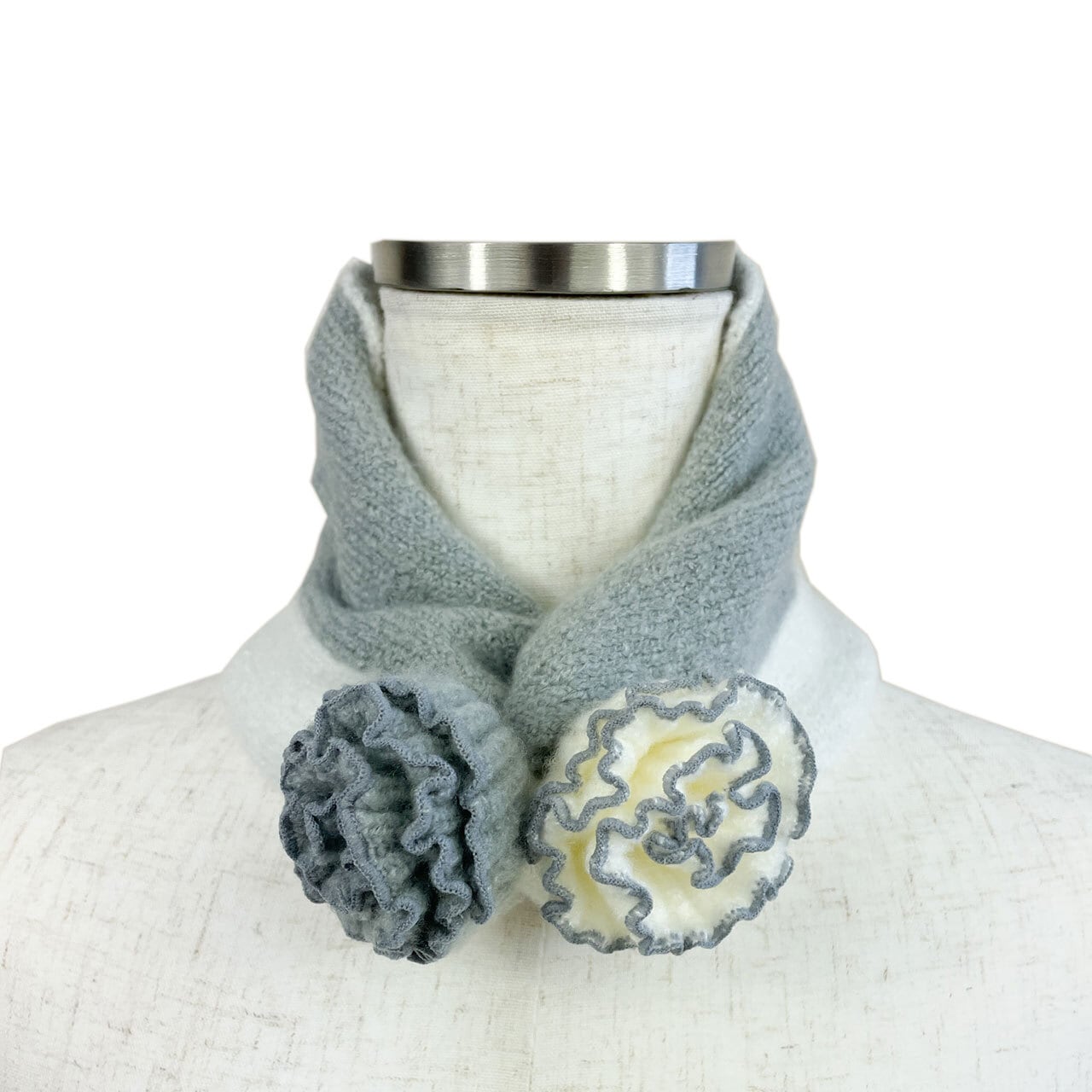 モチーフ付きネックウォーマー バイカラー 日本製 差込マフラー ミニ