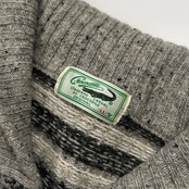 Crocodile クロコダイル ノルディック ジップアップ ウールニット ジャケット カーディガン サイズ LL /メンズ/ホワイト×グレー系