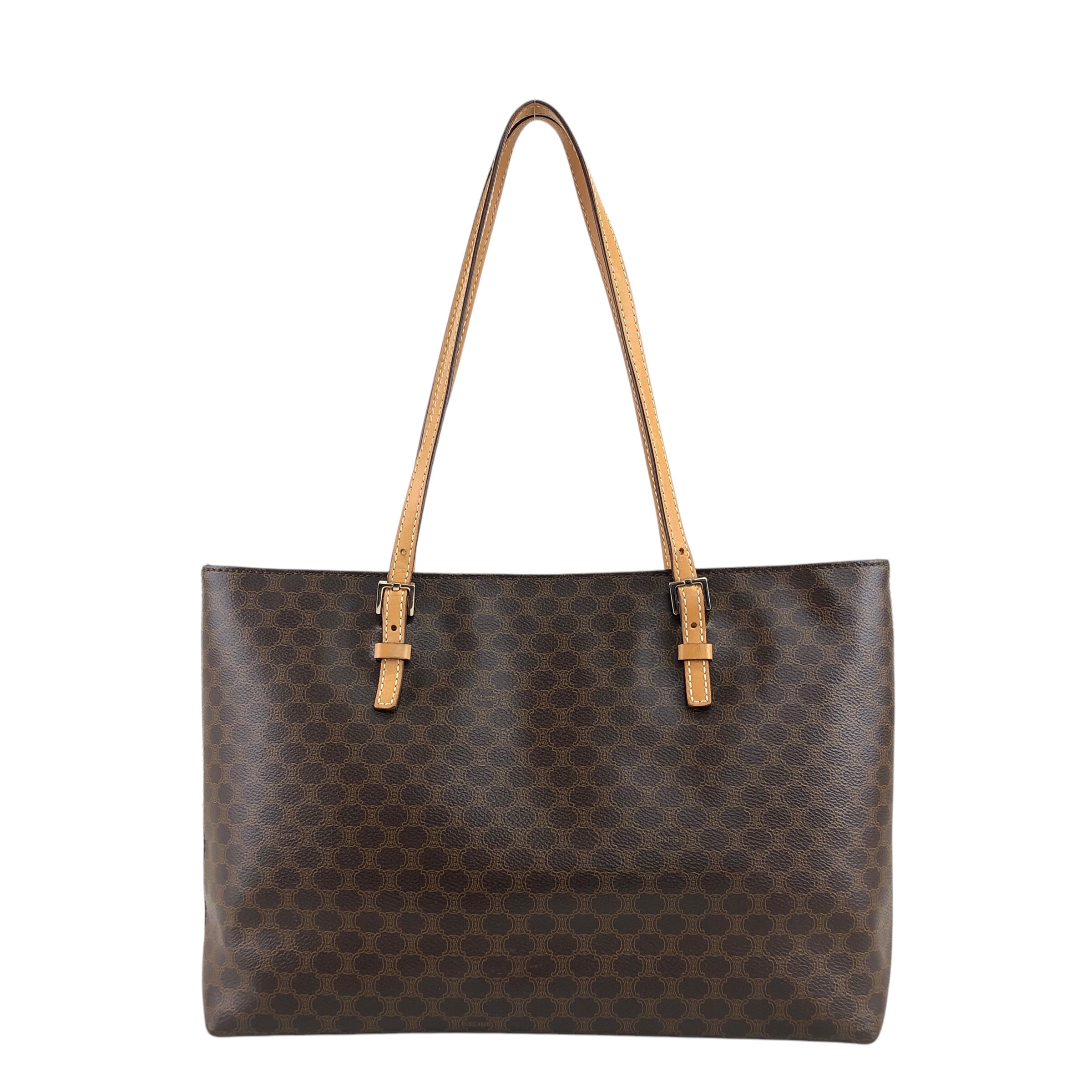 CELINE セリーヌ マカダム ハンドバッグ ブラウン PVC/レザー トート