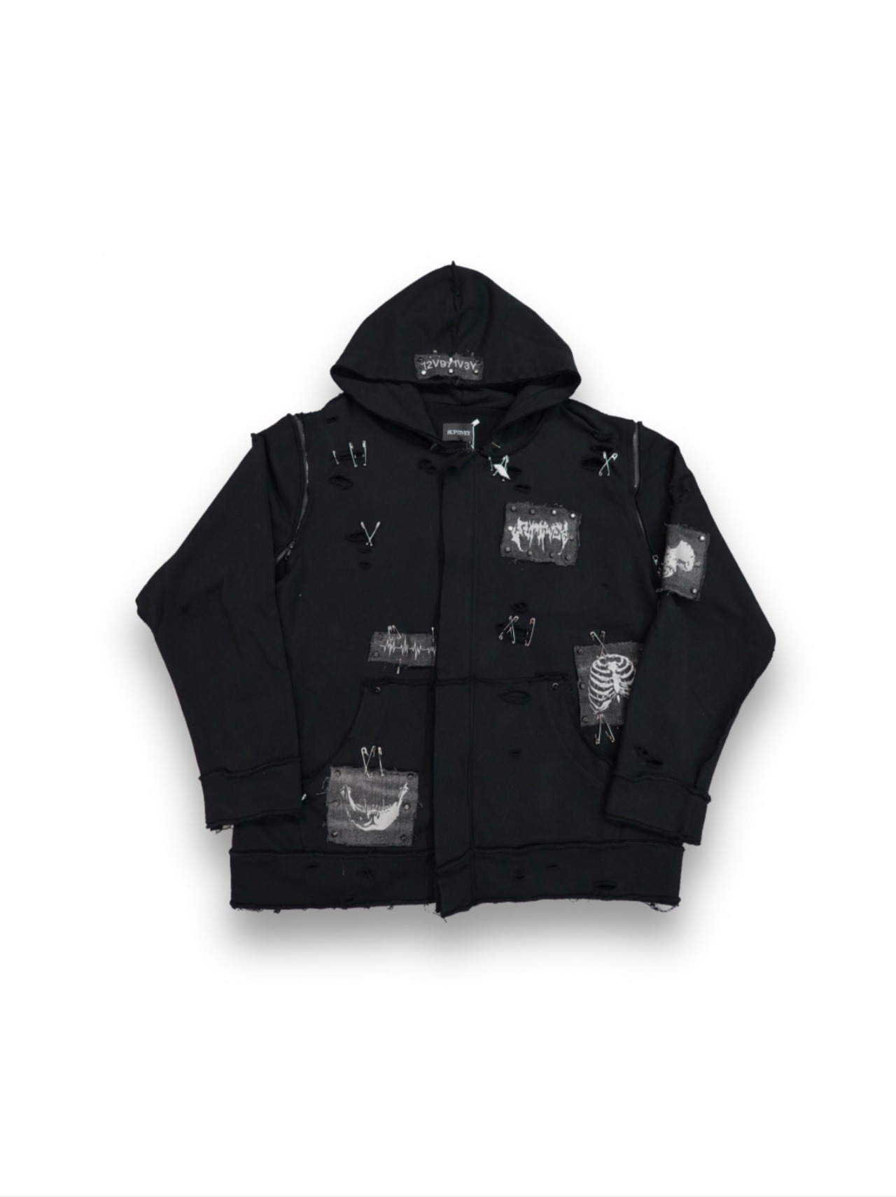 【RUPTIVEY】embroidered damage zip -up hoodie ”或殱"