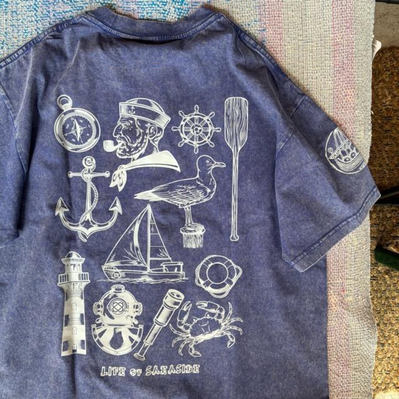 TOPANGA Lady's TOPANGA FIRECOUNTRY Pigment dyed T-shirt Life of seaside Blue　ピグメントダイ半袖Tシャツ　ライフオブシーサイド　ブルー　全4サイズ　