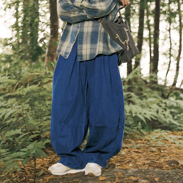 High-waisted Baggy Denim Pants ‐1col‐ A0218