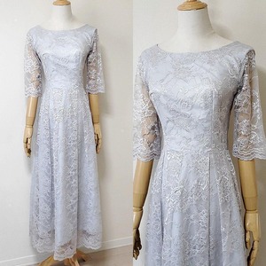 送料無料 未使用 発表会 イベント デート レース ロング ワンピ－ス 7号 S [OPN3652]