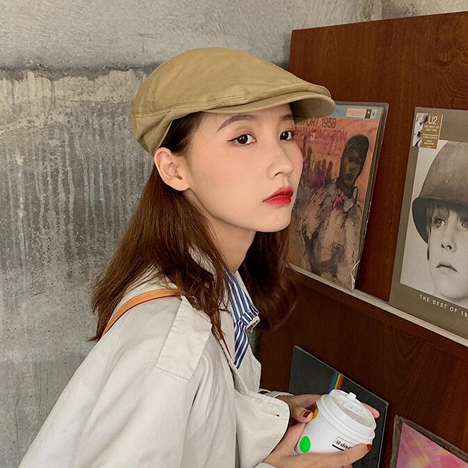 スタンダードオータムキャップ レッド レトロ 帽子 秋物 ベレット ヘアアクセサリー ブラック・アイド・ピーズ69176896037