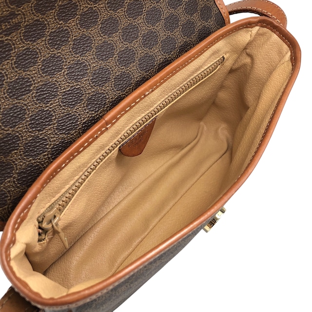 CELINE セリーヌ マカダム ショルダーバッグ ブラウン ブラゾン PVC レザー vintage ヴィンテージ オールド 2mumnz