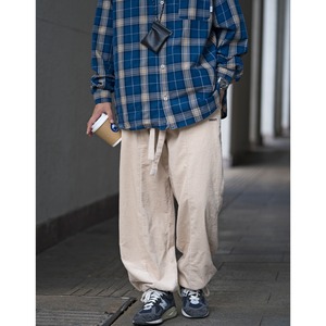 Corduroy wide drawstring pants 0313