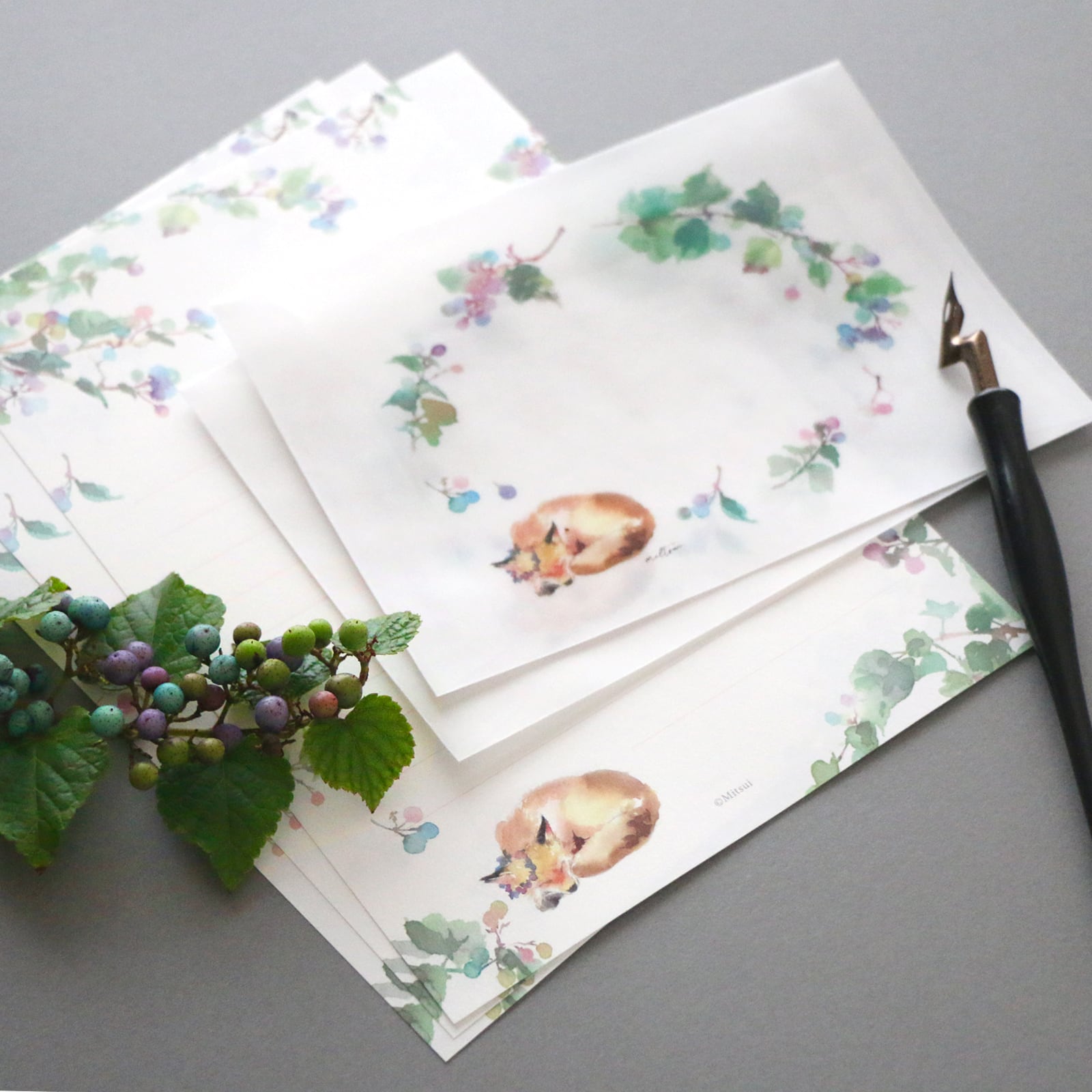 ノブドウとキツネのレターセット