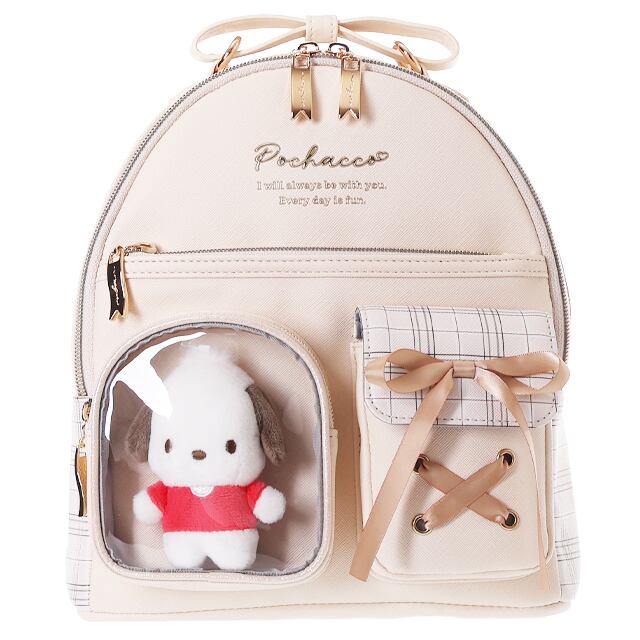 253337】サンリオ合皮チェック2ポケットぬい付ミニD | AXCIS