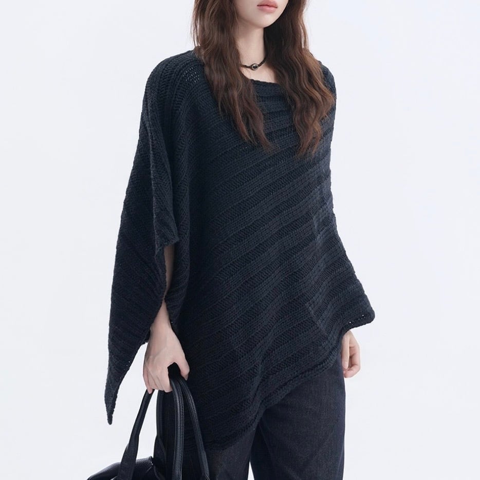 knit mesh asymmetry tops / l0996