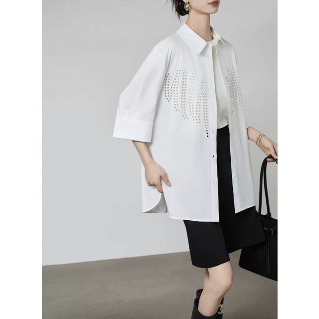 Cutwork dot pattern shirt C1494