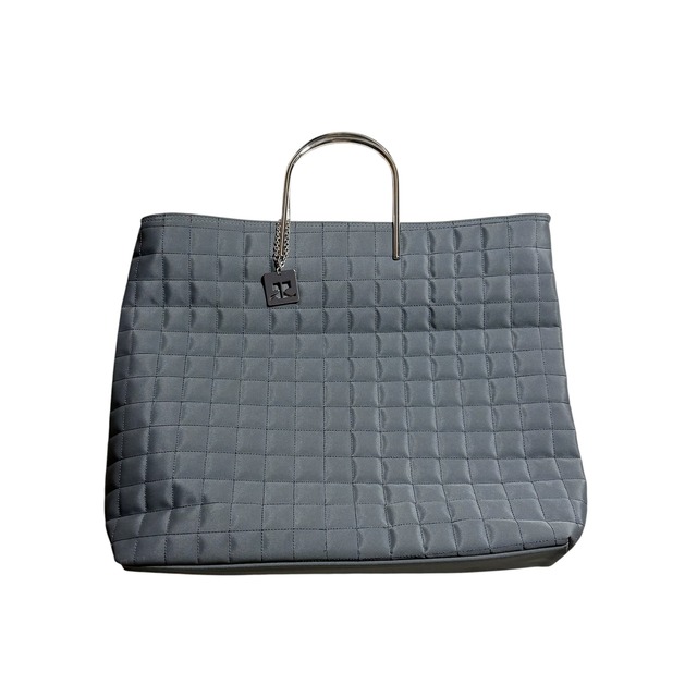 COURREGES gray nylon quilting metal handle bag