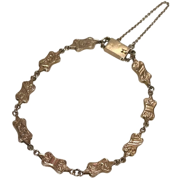 vintage 9ct gold engraved link bracelet