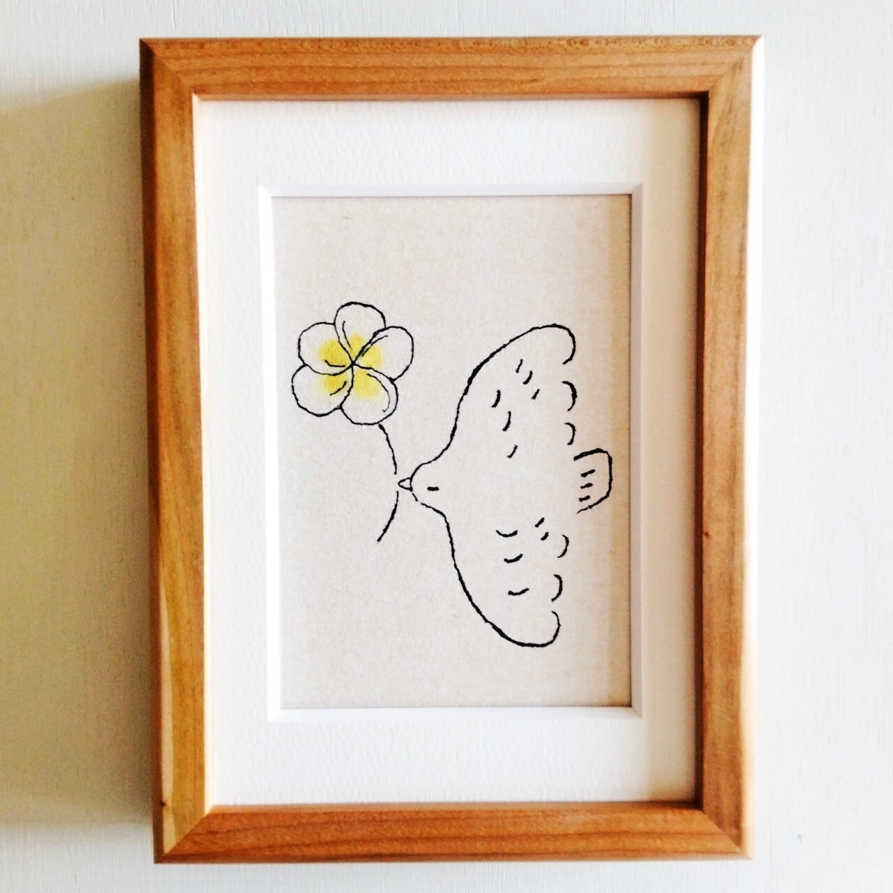 プルメリア 原画 ※木製額縁入り(2Lサイズ）花の絵・イラスト