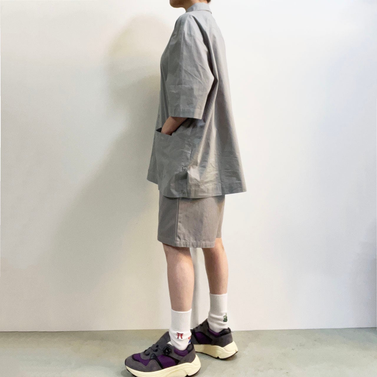 VOIRY ヴォイリー D.P BASIC SHORTS-25A コットンヘリンボーンショート