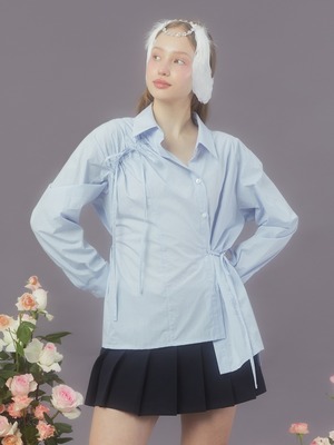 [MARGARIN FINGERS] RIBBON DRAW SHIRT (LIGHT BLUE) 正規品  韓国 ブランド 韓国ファッション 韓国代行 マーガリンフィンガーズ 日本 店舗