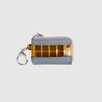 vibram coin pouch keychain (silver×orange) with orange glowing zip