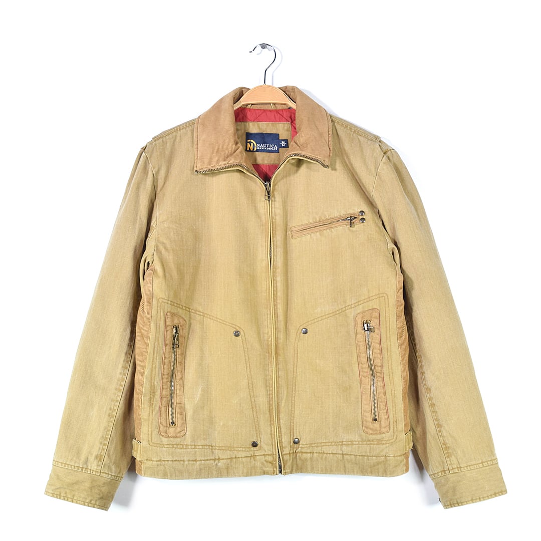 ノーティカ ジーンズ コットンジャケット 襟コーデュロイ 裏キルティングライナー ブラウン アースカラー NAUTICA JEANS メンズM 古着 @DZ0647
