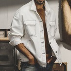 Button Front Patch Pocket Long Sleeve ◇2color H0135