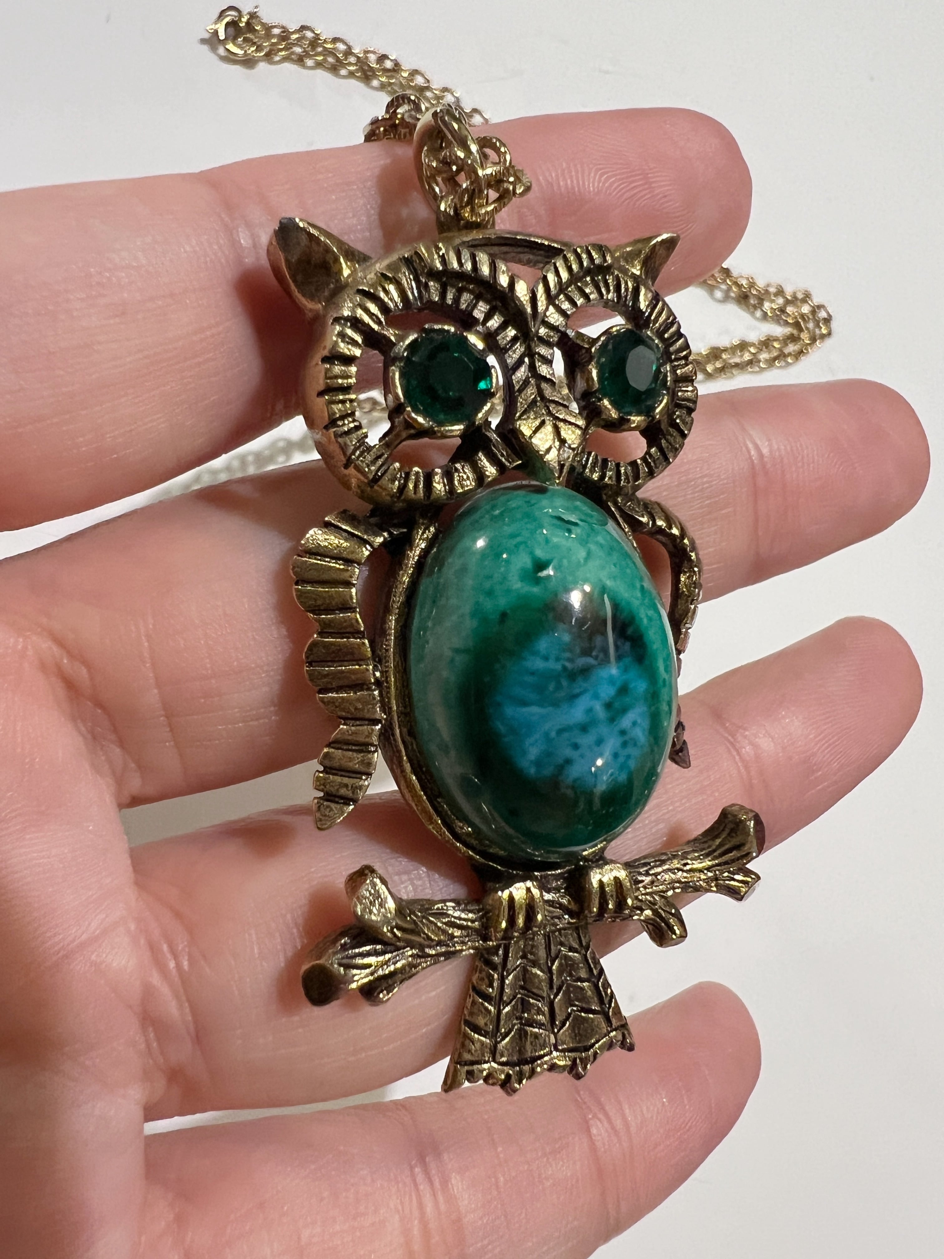 Vintage Owl Motif Ceramic Necklace