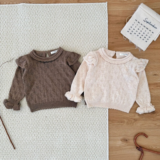 【予約商品】[73-110cm] raffle knit tops 3col
