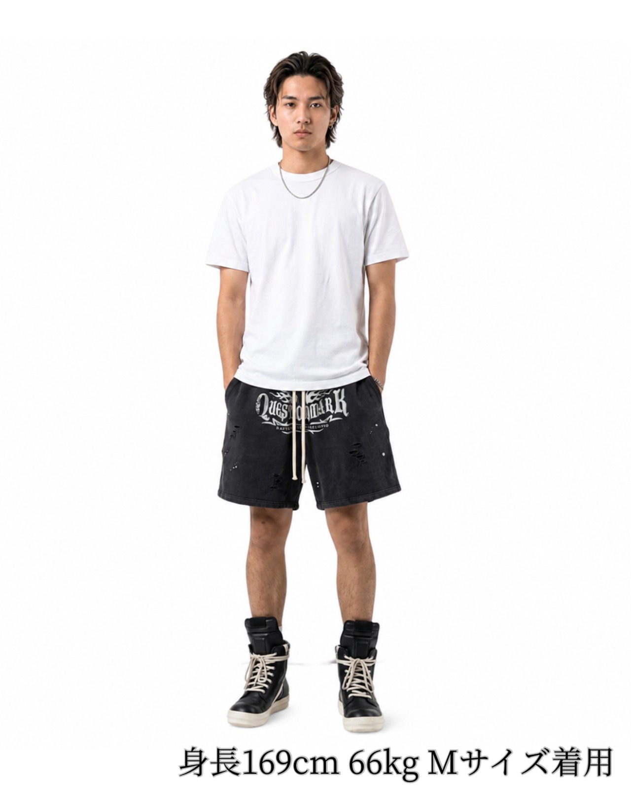 【限定入荷】ダメージロゴスウェットショーツ(QM26063)