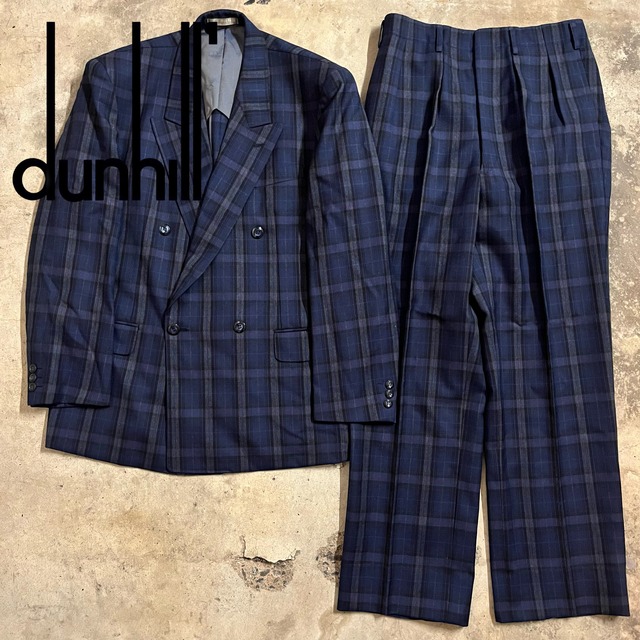 〖dunhill〗checkpattern double setup suit/ダンヒル チェック柄 ダブル セットアップ スーツ/lsize/#0703/osaka