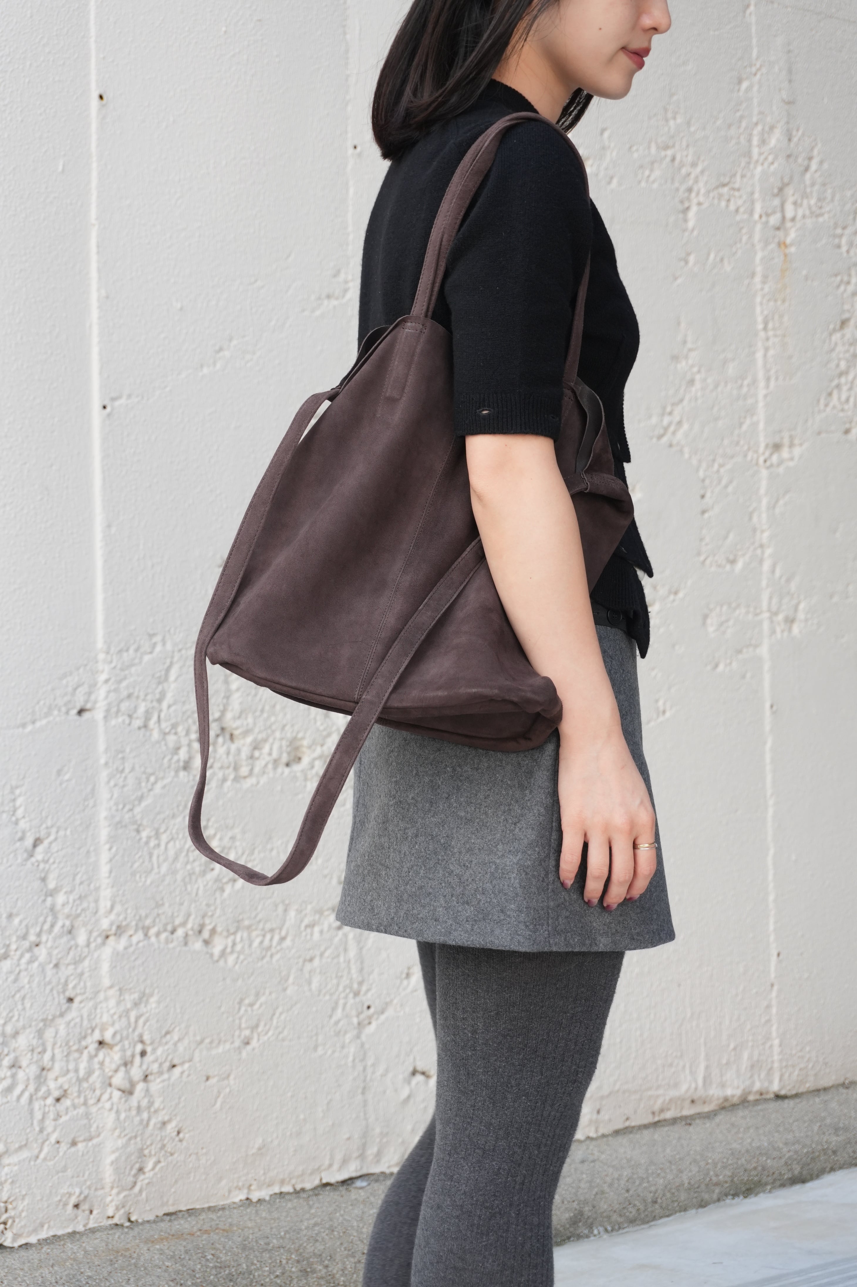 【 Morphee 】3WAY MEDIUM TOTE(M)OIL SUEDE ( DARK CHOCO )